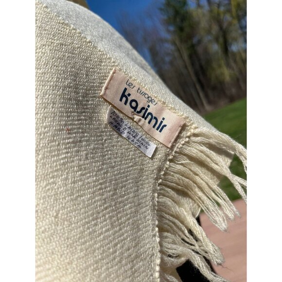 Vtg 1970’s Les Tissages Kasimir Scarf Beige 100% Laine/Wool Hand Written Label - Picture 2 of 9